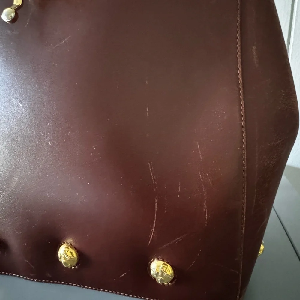 Rare Vintage Ferragamo Leather Bag Studded Gold Hardware Italy - Picture 11 of 12